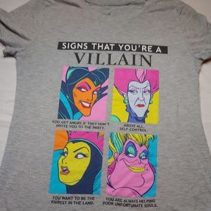 Disney's Signs That You're A Disney Villain Grey Tee Shirt  Large